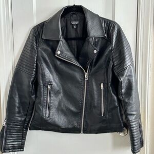 TOPSHOP Faux Leather Moto Jacket (Size 8)